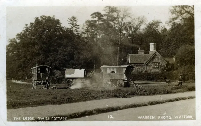 Framed Print : Gypsies Caravans, Swiss Cottage Lodge, Cassiobury Park, Watford, Hertfordshire, England Framed Print : Gypsies Caravans, Swiss Cottage Lodge, Cassiobury Park, Watford, Hertfordshire, England