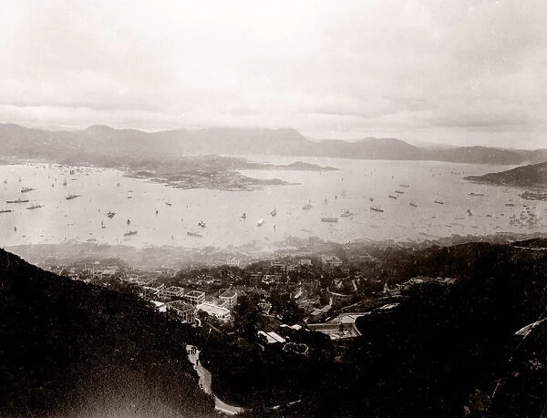 h China c. 1880s - boats Hong Kong harbour