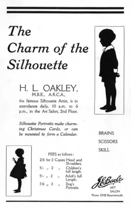 Framed Print : H. L. Oakley silhouette advertisment Bournemouth Framed Print : H. L. Oakley silhouette advertisment Bournemouth