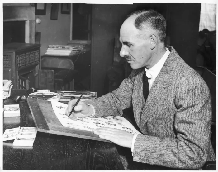 Framed Print : H. M. Bateman in his studio Framed Print : H. M. Bateman in his studio