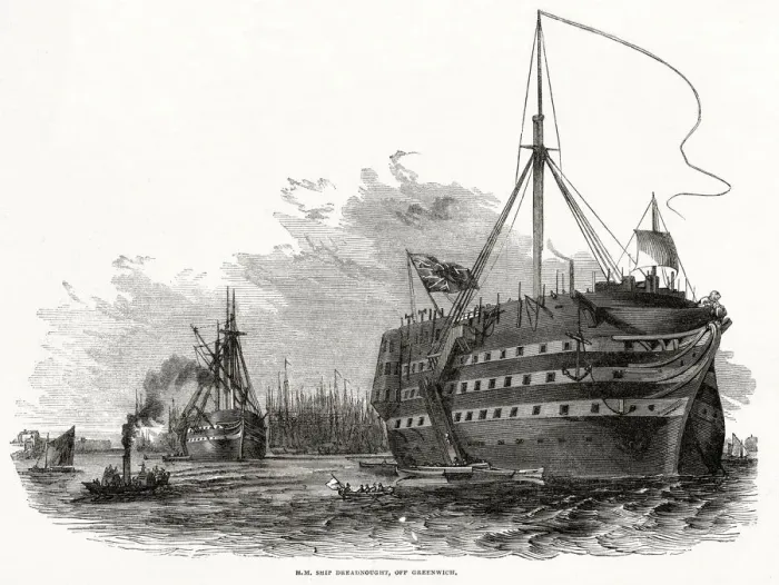 Framed Print : H. M Dreadnought off Greenwich 1846 Framed Print : H. M Dreadnought off Greenwich 1846