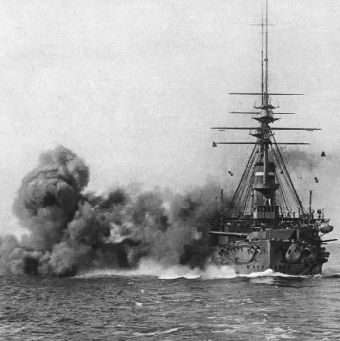 Framed Print : H. M. S. Duncan at gunnery practice Framed Print : H. M. S. Duncan at gunnery practice