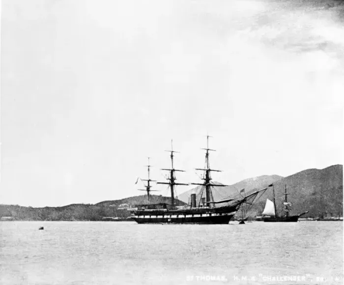 Framed Print : H. M.s Challenger at St. Thomas, West Indies Framed Print : H. M.s Challenger at St. Thomas, West Indies