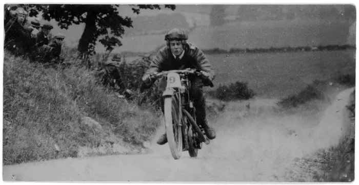 Framed Print : H. O. Tomblin on his racing motorcycle Framed Print : H. O. Tomblin on his racing motorcycle
