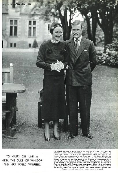 H. R. H the Duke of Windsor and Mrs Wallis Warfield may 1937