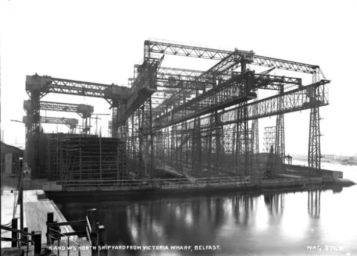 Framed Print : H. and W S. North Shipyard from Victoria Wharf, Belfast Framed Print : H. and W S. North Shipyard from Victoria Wharf, Belfast
