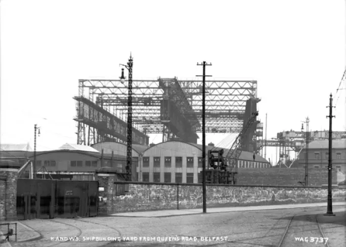 Framed Print : H. and W S. Shipbuilding Yard from Queens Road, Belfast Framed Print : H. and W S. Shipbuilding Yard from Queens Road, Belfast