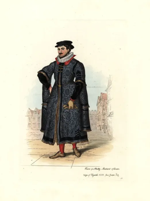 Framed Print : Habit of a wealthy London merchant, time of Elizabeth I Framed Print : Habit of a wealthy London merchant, time of Elizabeth I