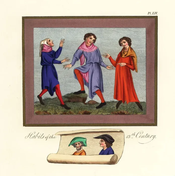 Framed Print : Habits and hats of the 13th century Framed Print : Habits and hats of the 13th century