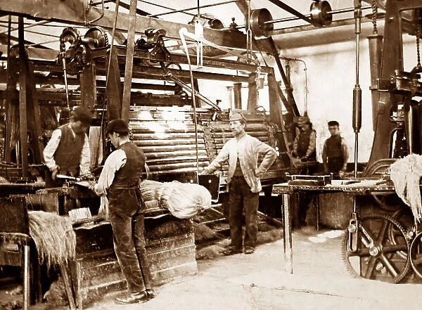 A hackling machine, linen production, Victorian period