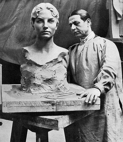 Haig Paitgan sculpting Helen Wills Moody