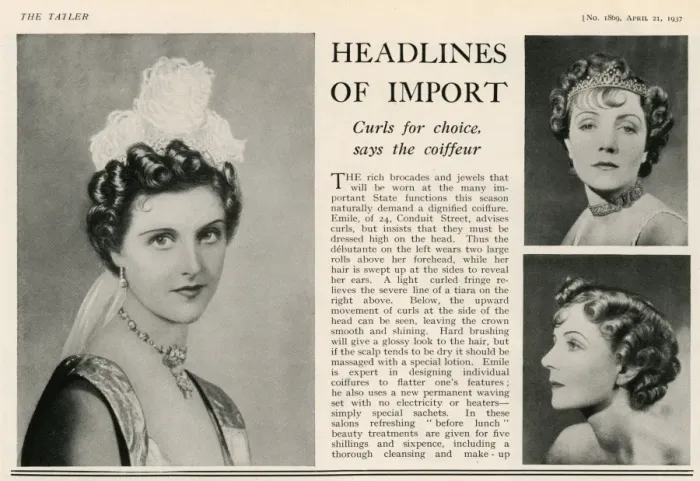 Framed Print : Hair styles for state functions in 1937 Framed Print : Hair styles for state functions in 1937