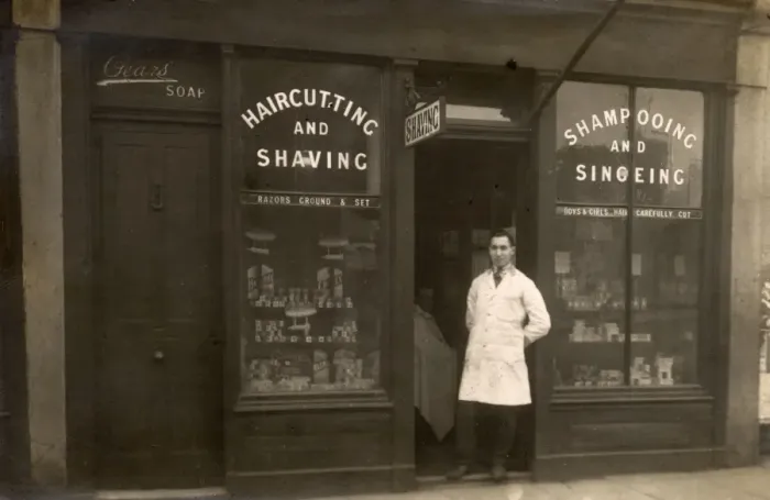 Framed Print : Haircutting and shaving shop Framed Print : Haircutting and shaving shop