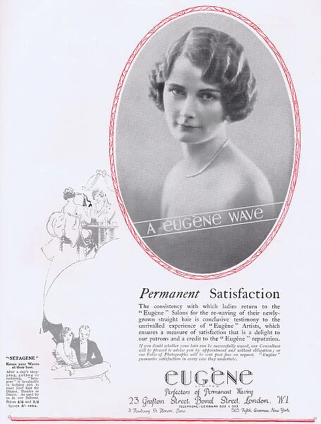Hairdressing advert for Eugene, perfectors of permanent wavi