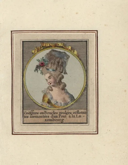 Framed Print : Hairstyle with ringlets and curls surmounted Framed Print : Hairstyle with ringlets and curls surmounted