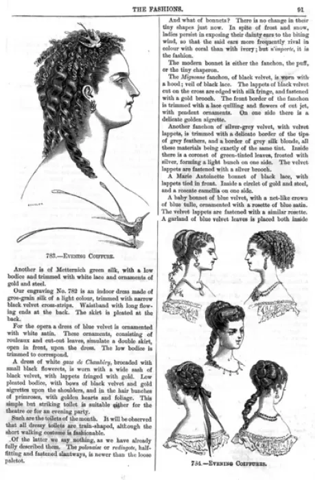 Framed Print : Hairstyles  /  Evening 1868