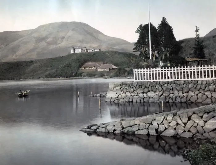 Framed Print : Hakone Lake, Kanagawa, Japan, circa 1880s Framed Print : Hakone Lake, Kanagawa, Japan, circa 1880s