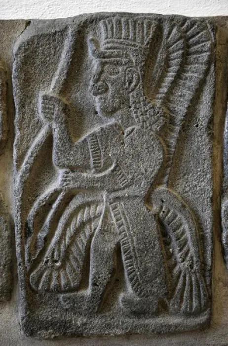 Framed Print : Halaf culture. (ca 6000-5300 BC). Syria. Orthostat. Winged g Framed Print : Halaf culture. (ca 6000-5300 BC). Syria. Orthostat. Winged g