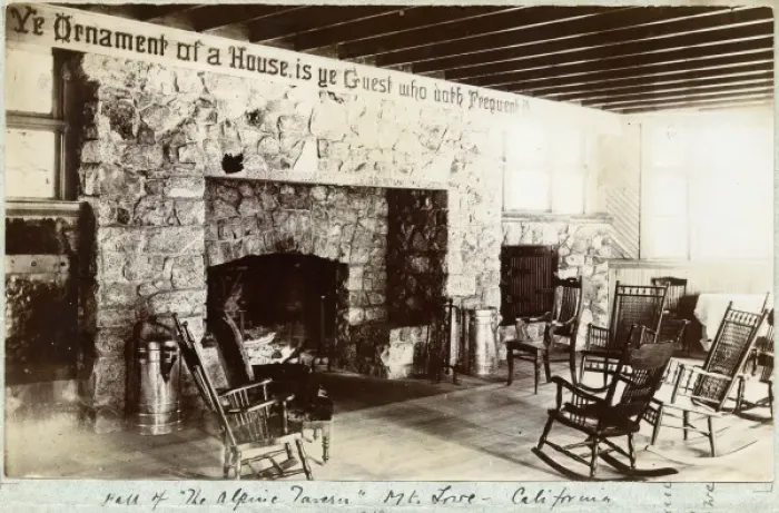 Framed Print : Hall of the Alpine Tavern, Mt, Lowe, California Framed Print : Hall of the Alpine Tavern, Mt, Lowe, California