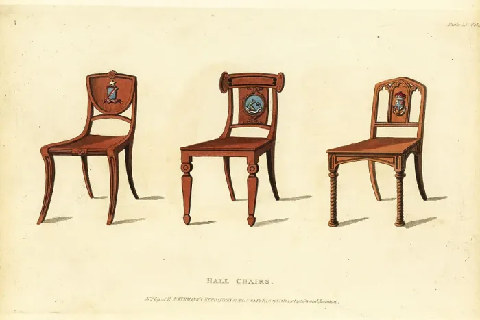 Framed Print : Hall chairs with coats of arms, 1814 Framed Print : Hall chairs with coats of arms, 1814