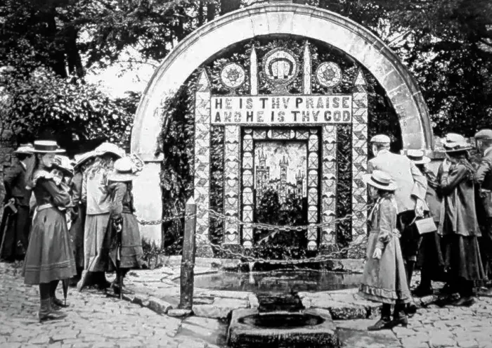 Framed Print : Hall Well, Well Dressing, Tissington, in 1903