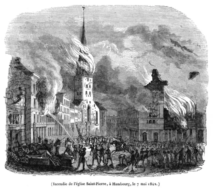 Framed Print : Hamburg fire 1842 Framed Print : Hamburg fire 1842