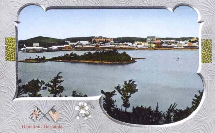 Framed Print : Hamilton, Bermuda - Panoramic view with decorative surround Framed Print : Hamilton, Bermuda - Panoramic view with decorative surround