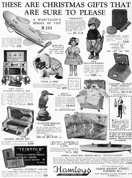 Hamleys Christmas presents advertisement, 1929