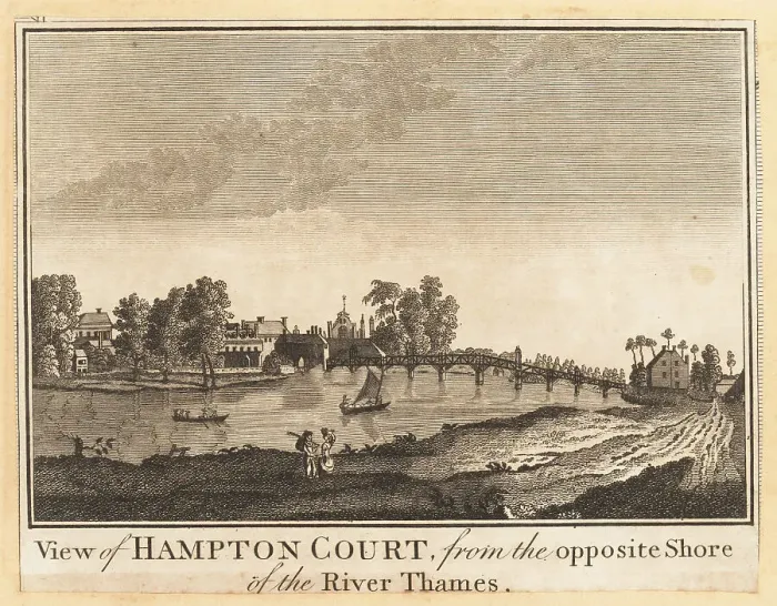 Framed Print : Hampton Court Palace on the River Thames, 1784 Framed Print : Hampton Court Palace on the River Thames, 1784