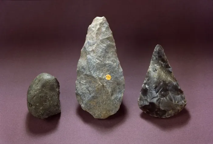 Framed Print : Hand-axes & pebble tool Framed Print : Hand-axes & pebble tool