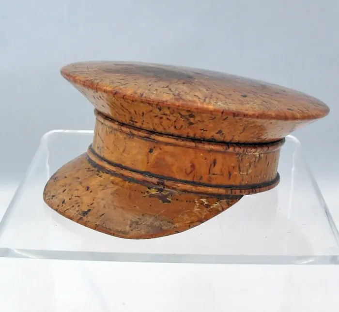 Framed Print : Hand-carved British Army service cap with a detachable top Framed Print : Hand-carved British Army service cap with a detachable top