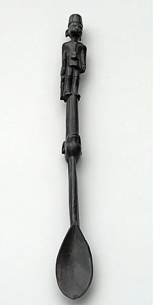 Hand-carved WWI African Black Wood Askari soldier - spoon