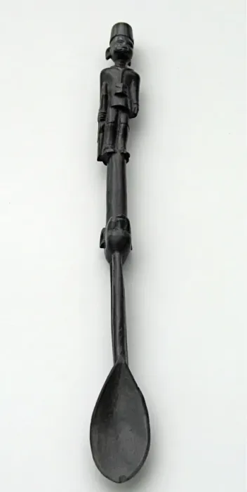 Framed Print : Hand-carved WWI African Black Wood Askari soldier - spoon Framed Print : Hand-carved WWI African Black Wood Askari soldier - spoon