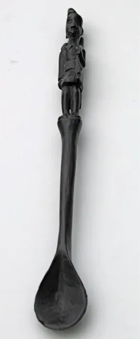 Framed Print : Hand-carved WWI African Black Wood Askari soldier - spoon Framed Print : Hand-carved WWI African Black Wood Askari soldier - spoon