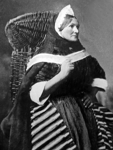 Hand coloured photo of Scottish fishwife - Victorian period