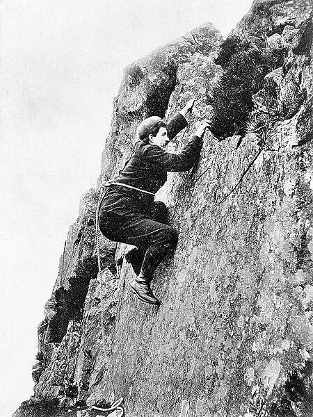 Hand traverse, climbing Scawfell in the Lake District