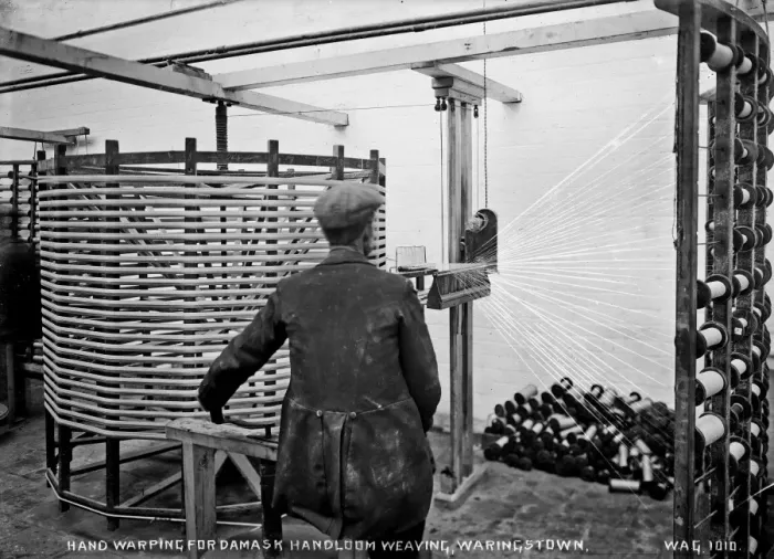 Framed Print : Hand Warping for Damask Handloom Weaving, Waringstown