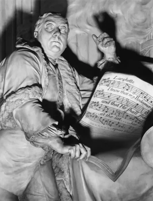 Framed Print : Handel Monument / Closeup Framed Print : Handel Monument / Closeup