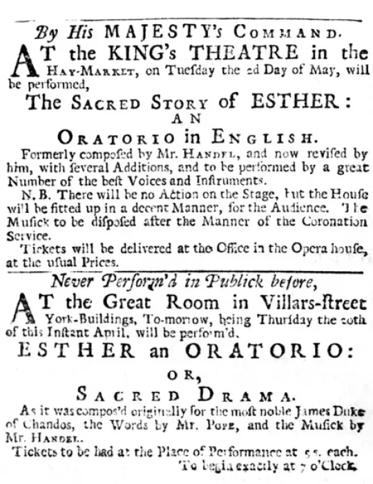 Framed Print : Handel performance announcement, 1732 Framed Print : Handel performance announcement, 1732