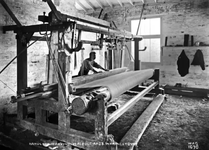 Framed Print : Handloom Weaving, Walpole Bros. Waringstown Framed Print : Handloom Weaving, Walpole Bros. Waringstown