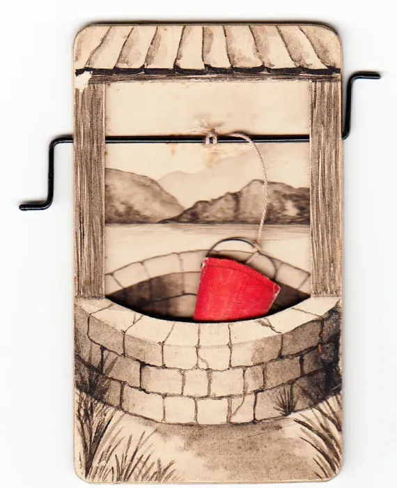 Framed Print : Handmade card in the shape of a wishing well Framed Print : Handmade card in the shape of a wishing well