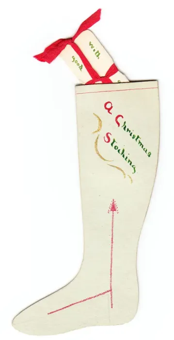 Framed Print : Handmade Christmas card in the shape of a stocking Framed Print : Handmade Christmas card in the shape of a stocking