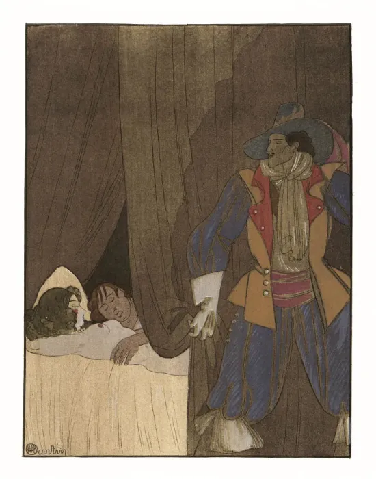 Framed Print : The handsome Joconde discovers his wife in bed Framed Print : The handsome Joconde discovers his wife in bed