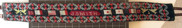 Handwoven belt, decorated with Allied Flags with poppies