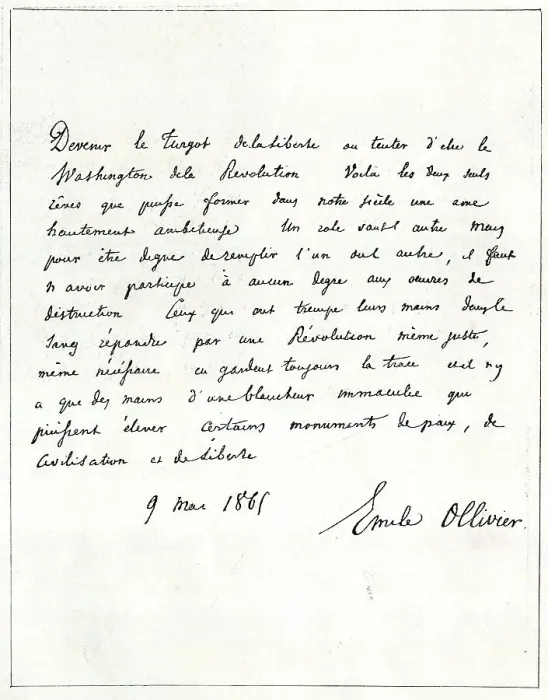 Framed Print : Handwriting of Emile Ollivier, French lawyer and politician