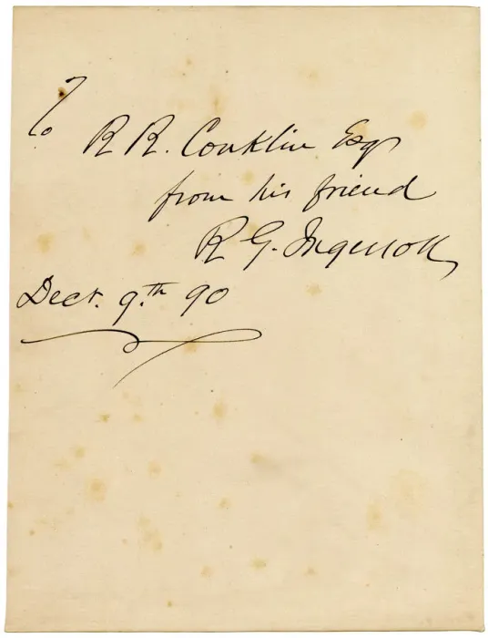 Framed Print : Handwritten note from R G Ingersoll to R R Conklin Framed Print : Handwritten note from R G Ingersoll to R R Conklin