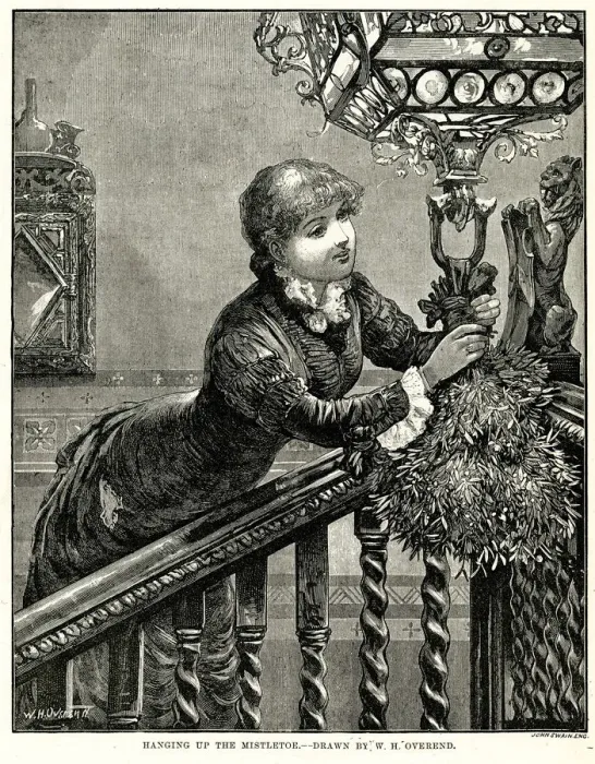 Framed Print : Hanging up the mistletoe 1886 Framed Print : Hanging up the mistletoe 1886