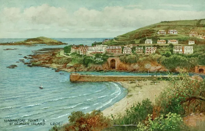 Framed Print : Hannafore Point and St George's Island, Looe, Cornwall Framed Print : Hannafore Point and St George's Island, Looe, Cornwall