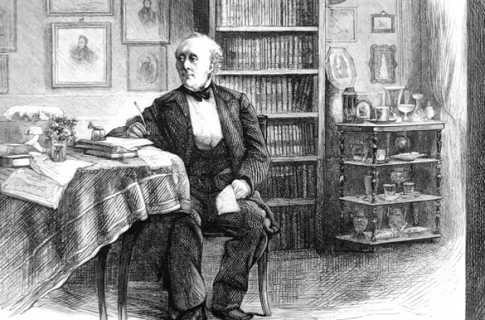 Framed Print : Hans Christian Andersen in his study, c. 1875 Framed Print : Hans Christian Andersen in his study, c. 1875