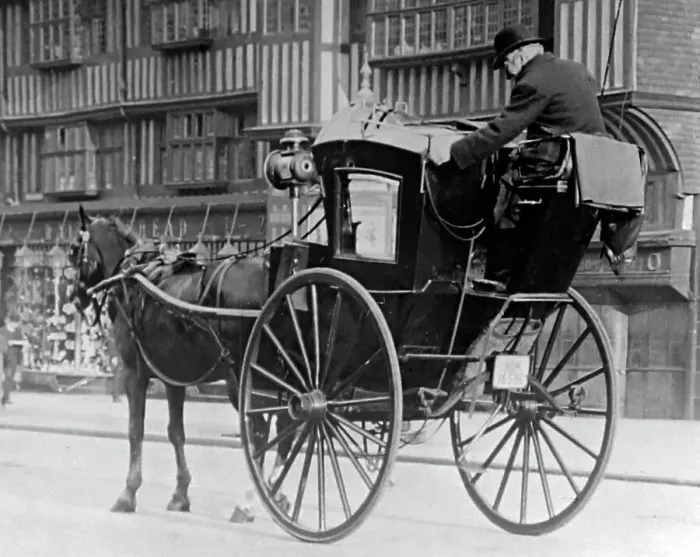 Framed Print : Hansom cab, London, early 1900s Framed Print : Hansom cab, London, early 1900s